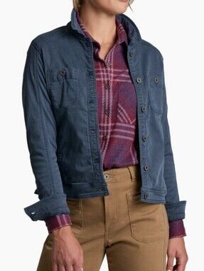 Kuhl Women's Kultivatr Jacket Size M Dark Teal Blue Button Up Twill Utility